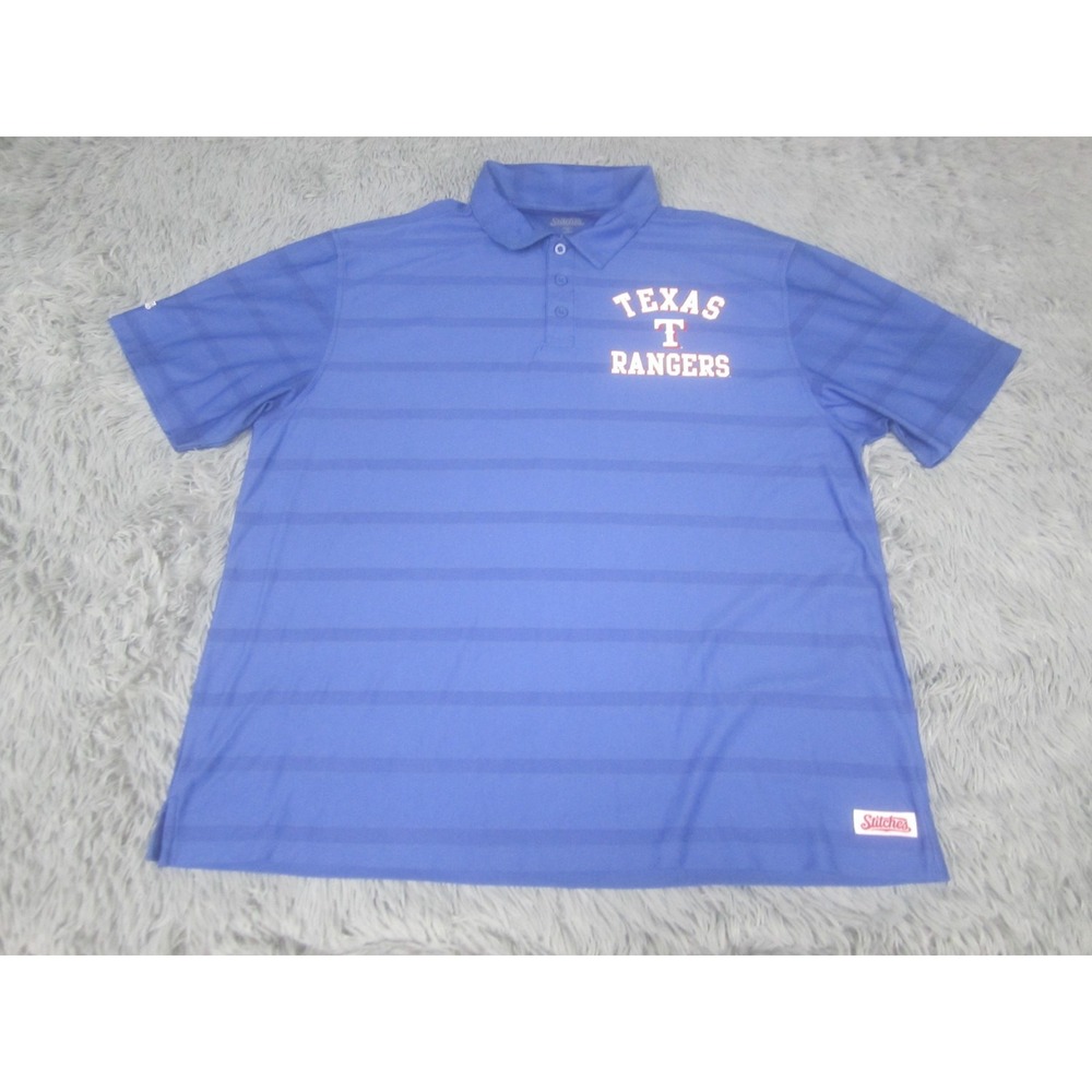 Texas Rangers Shirt Mens XL Blue MLB Baseball Polo Stitches Striped Collared